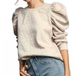 NEW UPMOST sweet stitch bow jacquard pullover in beige